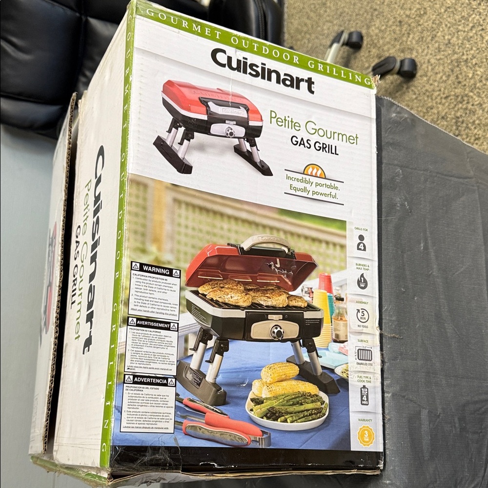 Brand new in box Cuisinart Petite Gourmet Gas Grill - Bold Red.